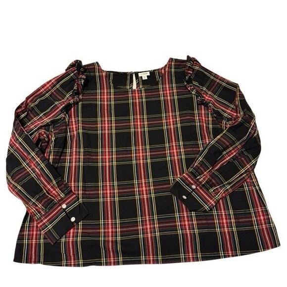 J.Crew plus size 3X women’s holiday plaid blouse - EUC - Picture 1 of 6